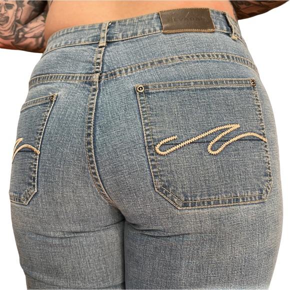 Vintage Denim - Y2K Nevada Embroidered Bootcut Jeans 12 | Mid Rise Stretch, Zip Pocket